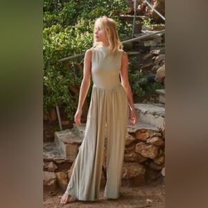 FP  Beach Dream One-Piece Wide Leg Jumpsuit NWOT Size L  Color Blarney Stone